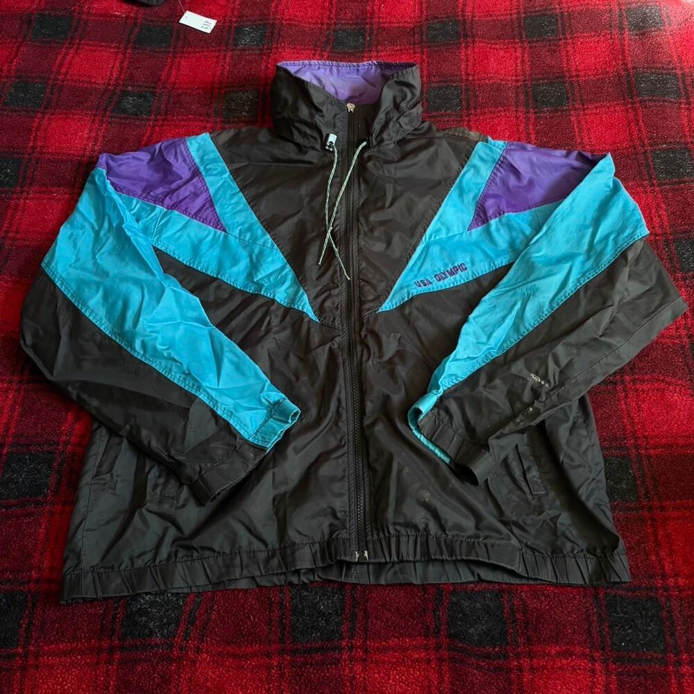 Black , purple, and blue USA Olympic windbreaker jacket